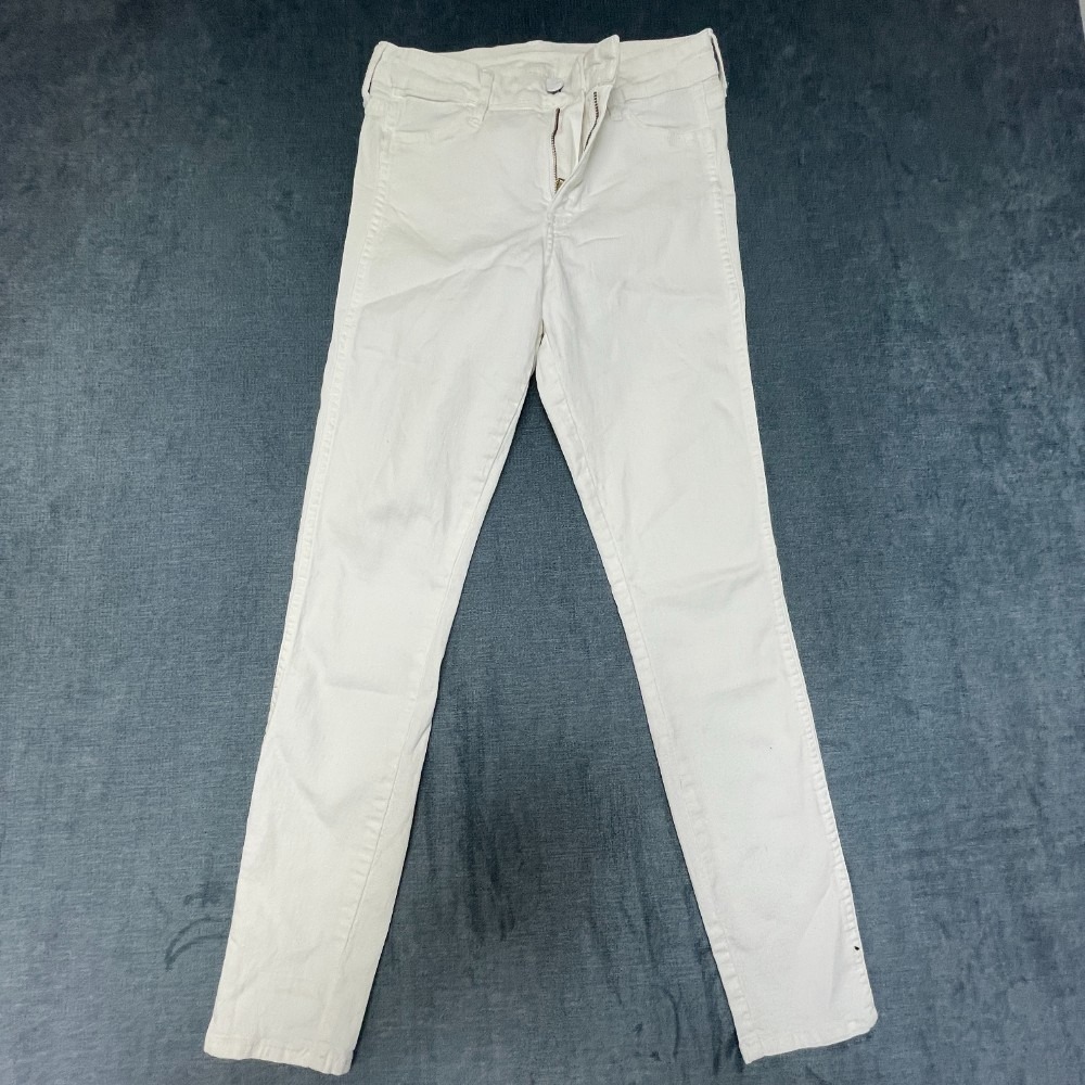 &Denim Skinny Jeans Womens 4 White Denim Cotton Stretch Ankle Length Regular Fit